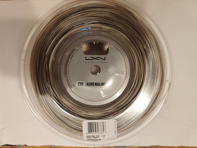 Tennis Saite Luxilon Adrenaline 1,30 mm Grau / 12m von der Rolle als Testset