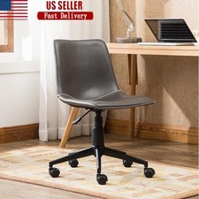 Faux Leather Swivel Office Chair Gas Lift Curved Seat Desk Chair W/ Casters New