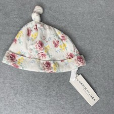 New Janie And Jack White Pink Floral Top Knot Baby Hat 18-24 Months