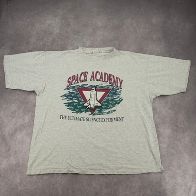 Vintage True Fan Space Academy Shuttle Graphic Tee Heather Gray Men's XL