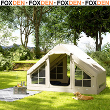 2-4 Persons Inflatable Camping Tent with Pump and Stove Jack Hole Beige