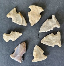 Lot Of 7 Native American Arrowheads Knapped Points Missouri River