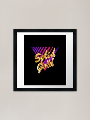 Solid Gold 3D Retro Logo Framed Art Framed Wall Art Poster Canvas Print Picture