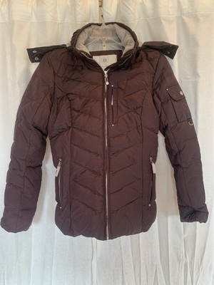Eddie Bauer Jacket Womens Medium Purple Lodge Down 650 Parka Faux Fur Trim