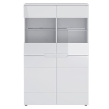 Highboardvitrine - weiß Hochglanz - 100 cm