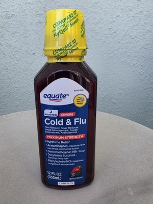 Eine Flasche Equate Wick Ny Quil cold & Flu Nyquil für die Nacht 