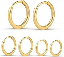 Small Gold Hoops Earrings for Women 14K Mini Gold Huggie Hoop Earrings Set Sl...