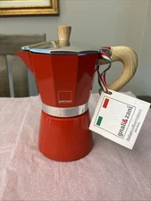 Gnali Zani  Espresso Maker Coffee Pot With Induction Bottom Bright Red 6 Cups