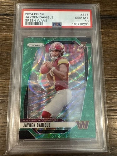 2024 Panini Prizm - Rookies Jayden Daniels #347 Green Wave Prizm (RC) Gem Mint10