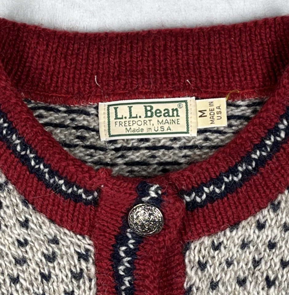 L.L.Bean Sweater Cardigan Womens M USA Made Vintage - Image 2 of 4