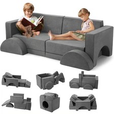 Kids Play Couch, 8-Piece Modular Toddler Sofa Chair w/ Washable Corduroy Covers