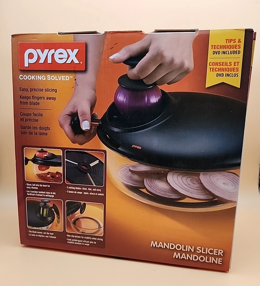 Pyrex Mandolin Bowl Slicer Fruit Veg Cutter Kitchen Tool DVD included - New open