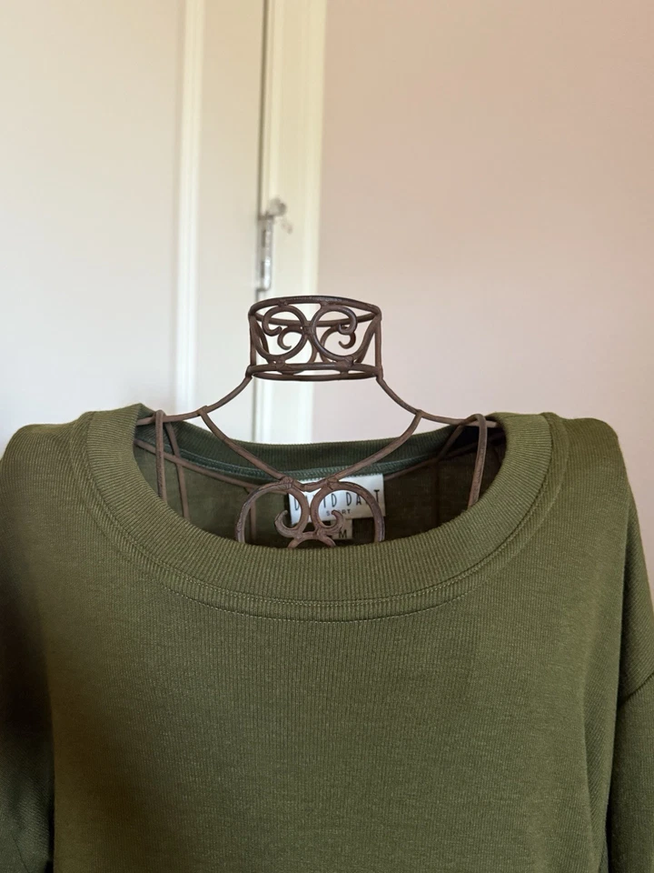 De Colección David Dart Sport Verde Oliva Tejido Cuello Redondo Top Talla Mediana Manga Larga Foto 4 de 4