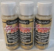 3 Pack DecoArt Glamour Dust Ultra Fine Glitter Paint 2oz Each Gold Glitz Craft