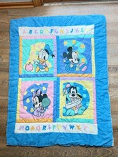Vintage 90 s Disney Baby Mickey Minnie Mouse Donald Goofy Crib Quilt Pastels