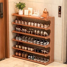 5/6 Tier Bamboo Shoe Rack Organizer Wooden Shelf Entryway Space Saving