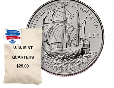 2026-P Semiquincentennial Quarter 100-Coin Mint Bag- Mayflower Compact - in hand