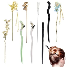 9PCS Vintage Hair Sticks, Chinese Chopsticks for Women, Multi-colors 