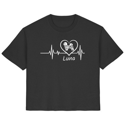 Shi Tzu Bio T-Shirt Herzschlag, Shitzu Hund Shirt, personalisiert mit Hundenamen