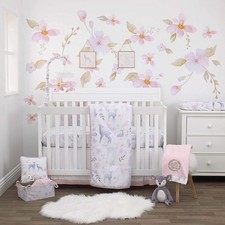 NoJo Watercolor Deer 4 Piece Nursery Crib Bedding Set