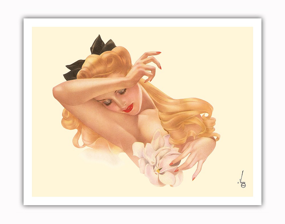 Miss December - Vintage Pin Up Calendar Page by Alberto Vargas