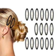 16 Pieces Hair Clips for Thick 2.8 Inch Oval 1 Count Pack of 16 , black