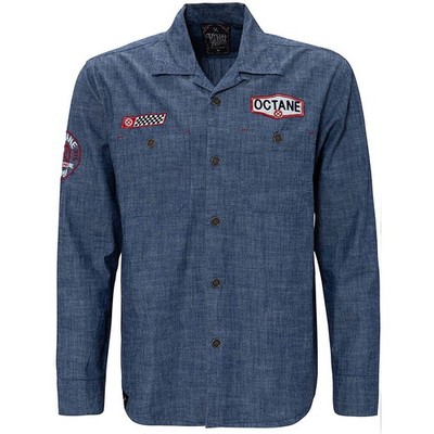 King Kerosin Rockabilly Vintage Denim Worker Hemd - Octane Racer Shirt, US Car