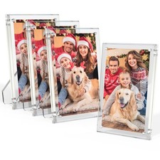 NIUBEE 5x7 Acrylic Magnetic Photo Frame - Clear Tabletop Display 4 Pack
