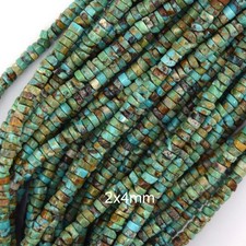 2x4mm natural brown green blue turquoise heishi disc beads 15.5" strand