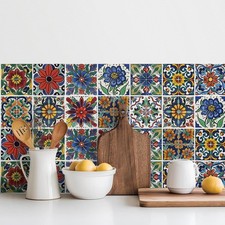 30 Pcs Mediterranean Style Peel Stick Wall Tile Decals Waterproof Vinyl