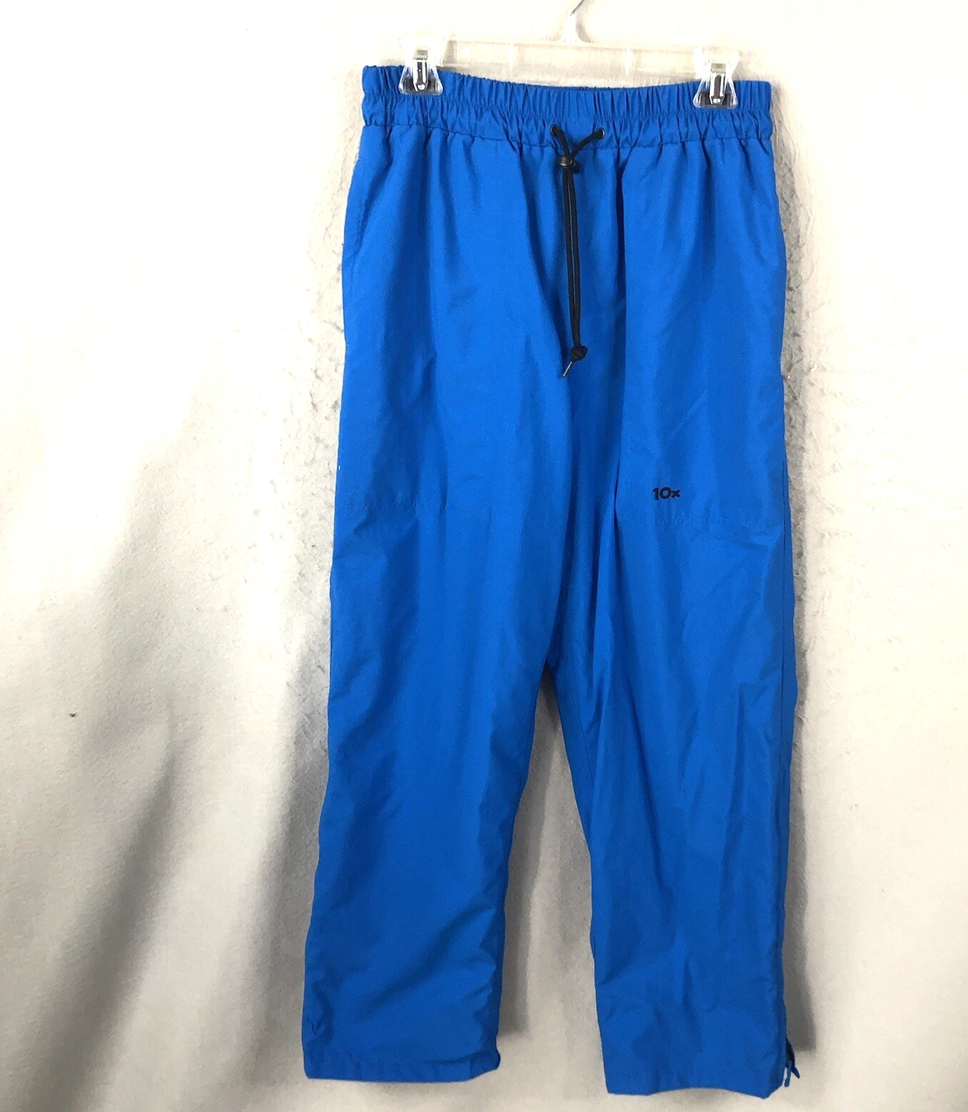 10X Rain Pants Mens M Bright Blue Mesh Lined Zip Ankles Pull On Vintage Winter