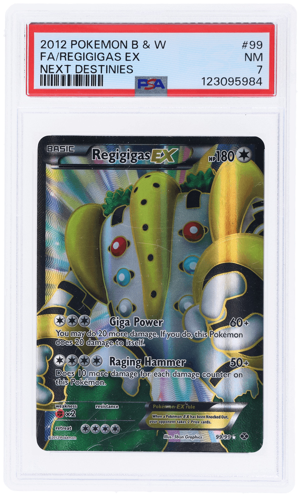 2012 Pokemon Black and White Next Destinies Regigigas Ex #99 PSA 7