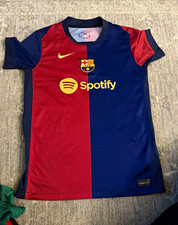 Nike FC Barcelona Soccer Jersey Blue/Red Spotify Sponsor UNHCR Back youth large