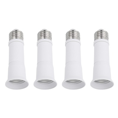 4.3 Inch E26/E27 Light Socket Extender for Medium Screw Base, 4 Pcs, White