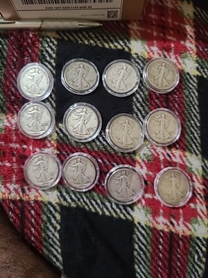 (12) Twelve - Walking Liberty Half Dollar CIRC 90% Beautiful In Capsules & Tube
