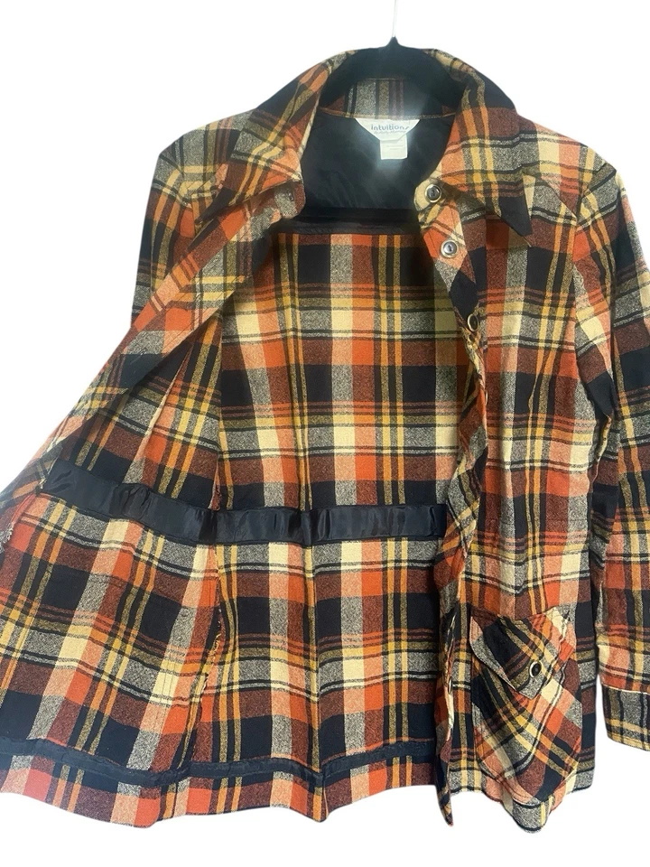 Calça xadrez de lã vintage anos 60 anos 70 tamanho 4 pequena S outono ação de graças retrô feminina - Imagem 4 de 4