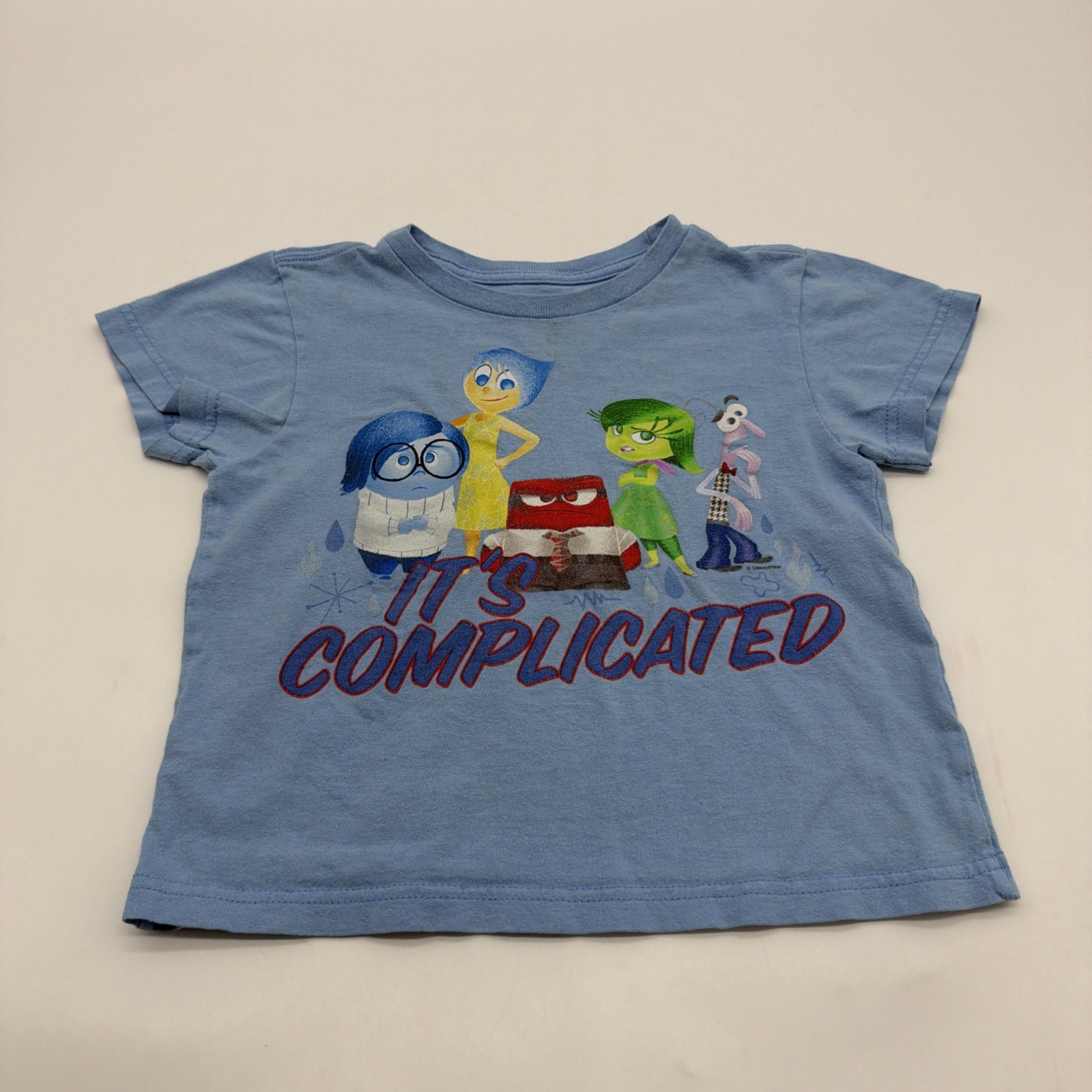 Disney Store T-shirt Girls XS Blue Graphic Print Logo 100% Organic Cotton.#45843