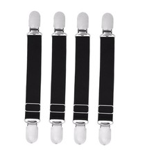 4PCS/ 2Pairs Adjustable Stocking Clip Suspenders Garter Belts Elastic Black