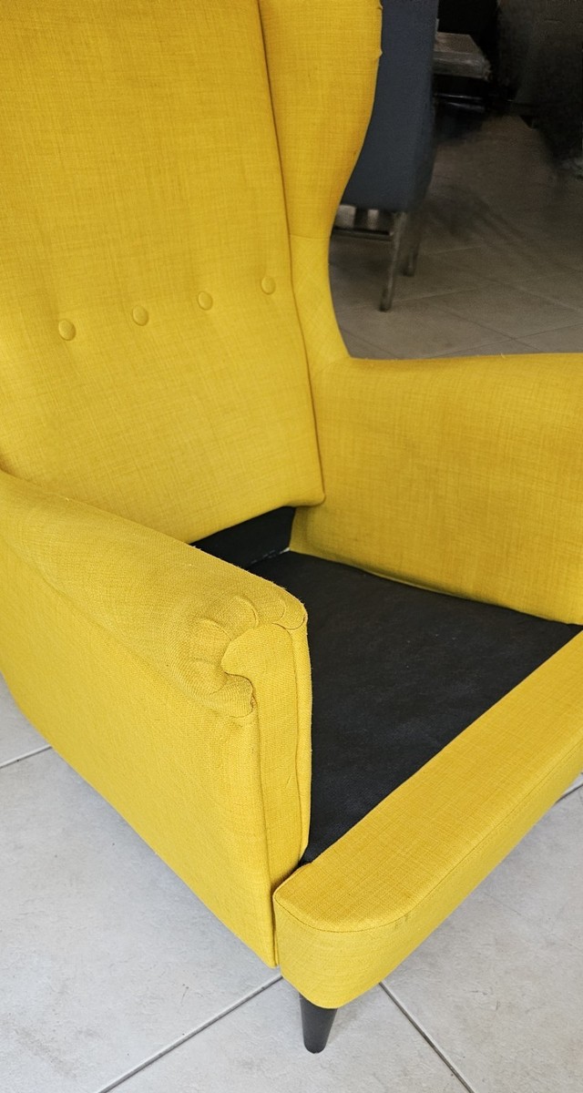 Wing Chair Yellow Fabric Ikea Strandmon Single Sofa | eBay