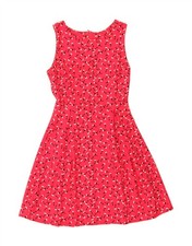 VINTAGE Womens Sleeveless A-Line Dress US 6 Medium Pink Floral Polyester DE49