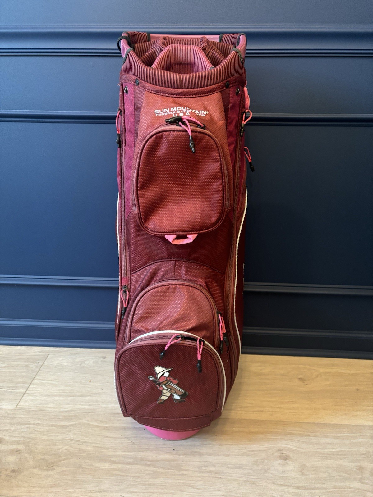 Sun mountain Burgundy Cart Golf Bag/Pinehurst Caddy Boy Logo