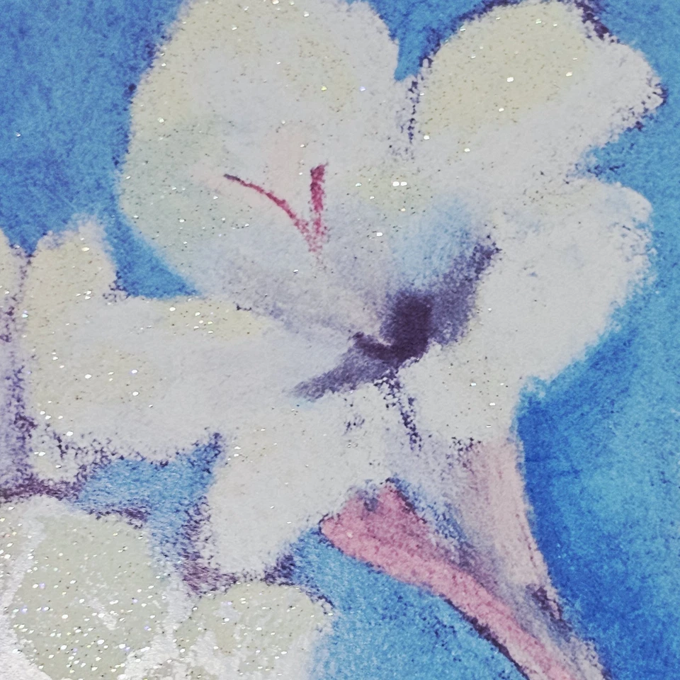 Leanin Tree Get Well Soon Greeting Card Blue White Floral Glitter - Image 4 of 4