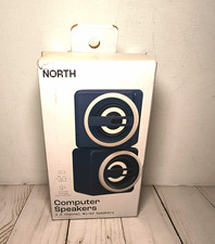 NORTH 2.0 Channel Wired Computer Speakers - 3.5mm Jack, Volume Control, Blue