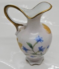Vintage Ceramic Miniature Hand Painted Flower Pitcher 1984 St Helena CA Signed