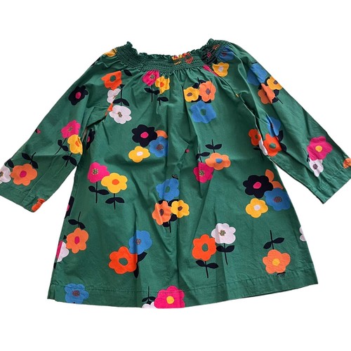 Hanna Andersson Girls Smocked Top Green Floral Ladybug Cotton Size 130/US 8 - Picture 3 of 8