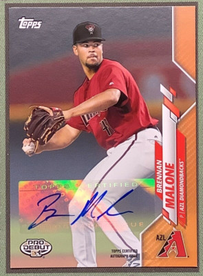 Brennan Malone 2020 Topps Pro Debut #89 AUTO Orange /25 AZL Diamondbacks 