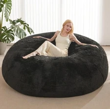 Giant Bean Bag Chair Cover With 290GSM Calming Plush Washable Cover, 5 ft Black 