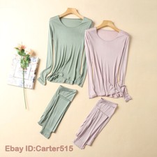 New Women's Silk Thermal Underwear Set Base Layer Top and Leggings Pants 2Pcs
