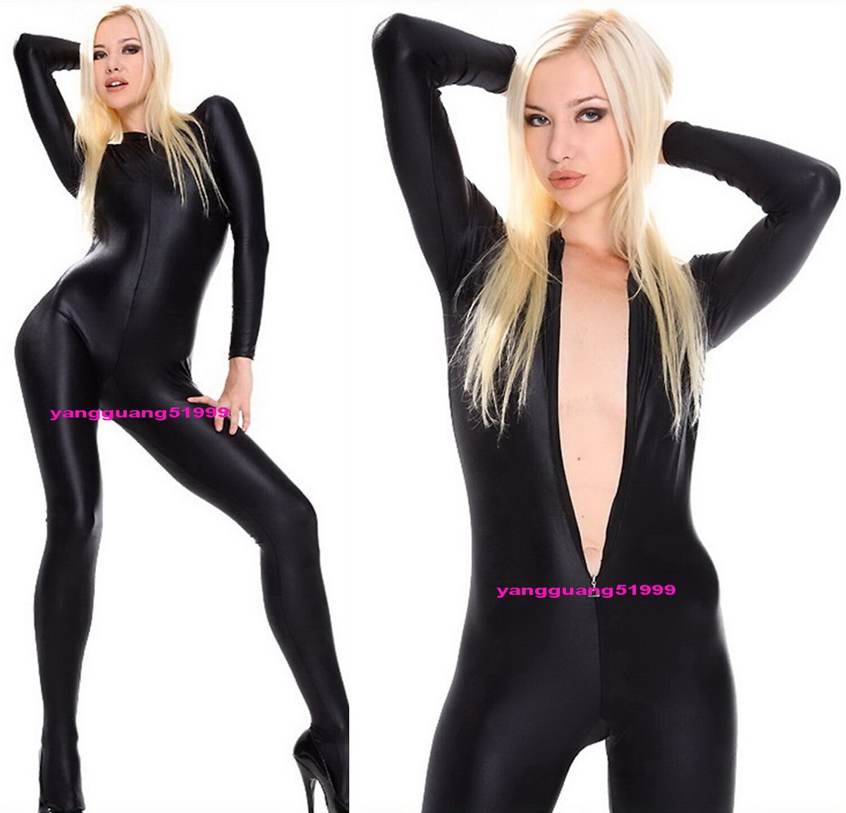 Sexy Women Tights Body Suit Yoga Costumes Black Spandex Catsuit Costumes  G029