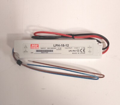 1 x NEU Wasserdicht LPH-18-12 Mean Well LED Netzteil 18W 12V IP67. UK LAGER.